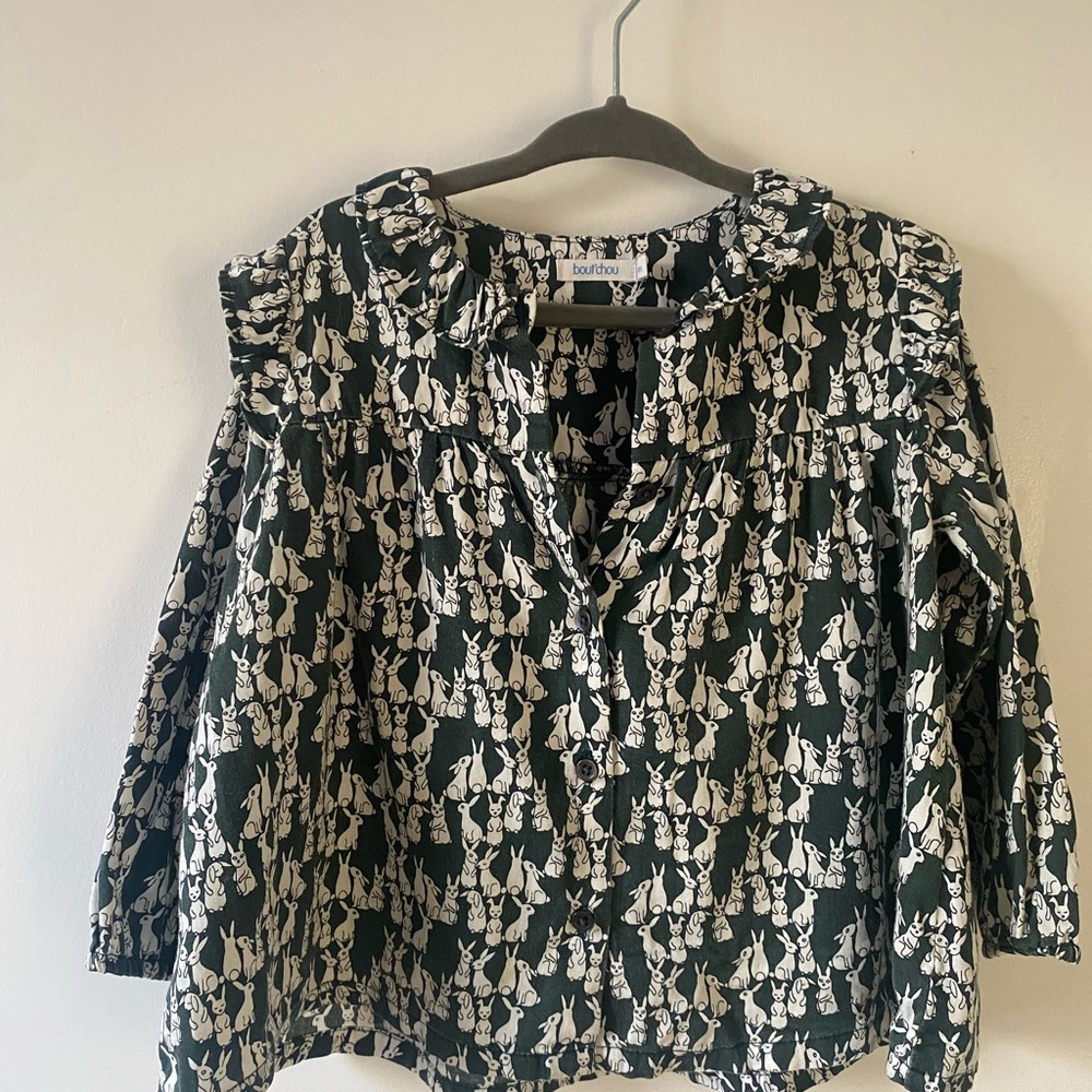 Bunny-print Ruffled Kids Blouse 2T/3T